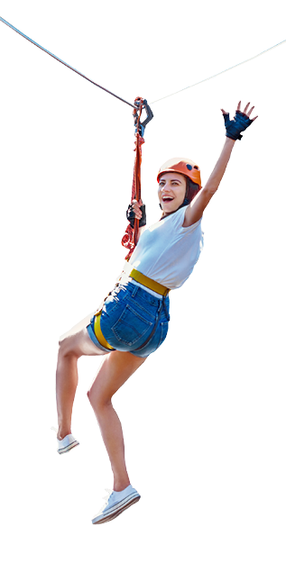 Frau auf Zipline