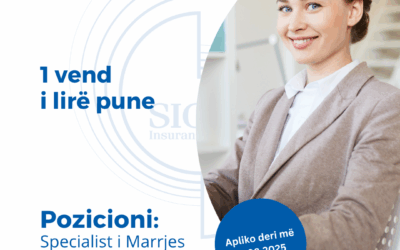 NJOFTIM PËR VEND TË LIRË PUNE NË ELBASAN- Specialist i Marrjes në Sigurim produktet e Shëndetit