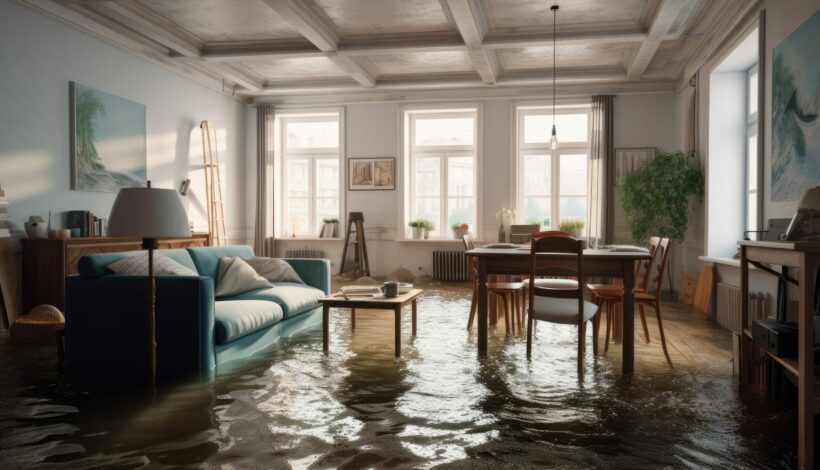 Submerged Interior: A Series of Hyper-Realistic Flooded Room Illustrations