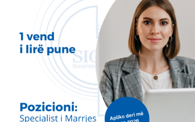 NJOFTIM PËR VEND TË LIRË PUNE - Specialist i Marrjes në Sigurim Kasko, Elbasan
